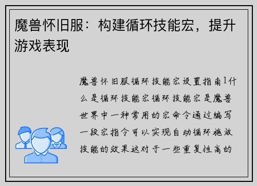魔兽怀旧服：构建循环技能宏，提升游戏表现